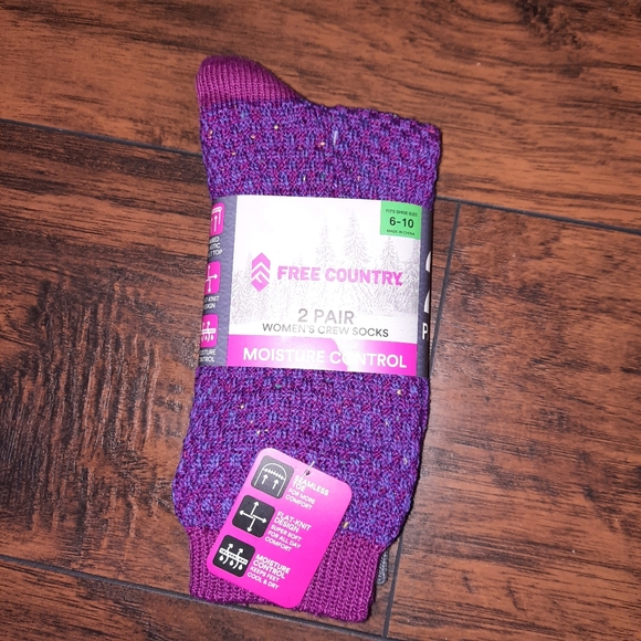 Free Country 2pair Crew Socks Size 6-10 - Picture 1 of 2